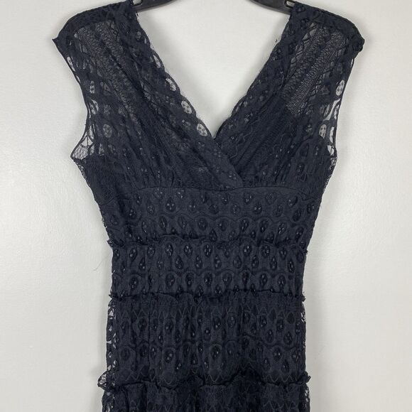 Black Lace Dress Sz Small Fairy Dark Cottagecore Victorian Sexy Goth Max Studio - Picture 2 of 9